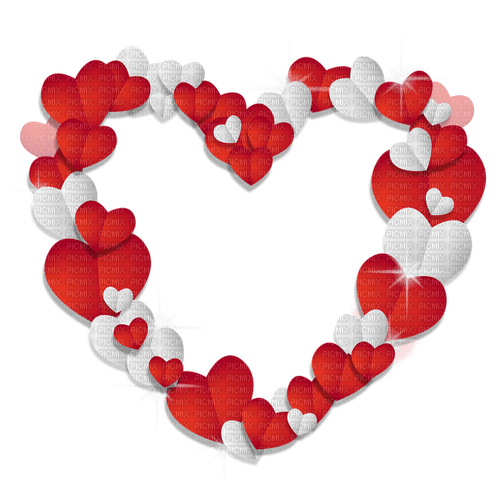 Frame red white hearts - kostenlos png