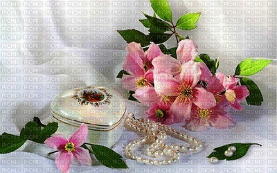 chantalmi fleur rose collier perle - PNG gratuit