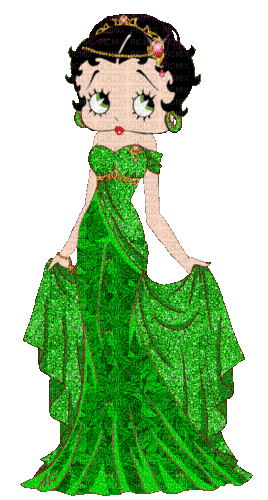 Betty Boop in Green Dress - GIF เคลื่อนไหวฟรี