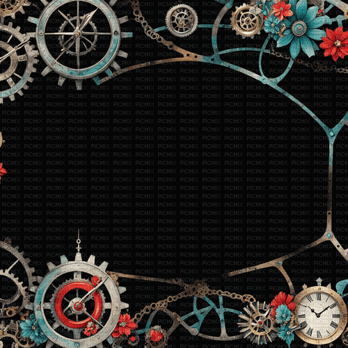 ♡§m3§♡ red steampunk frame floral - ilmainen png
