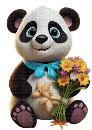 Oso panda en primavera - PNG gratuit