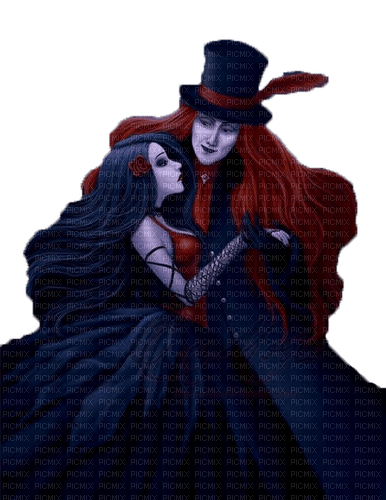 dolceluna couple gothic blue red - zdarma png