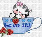 love it! kitty teacup - Бесплатный анимированный гифка