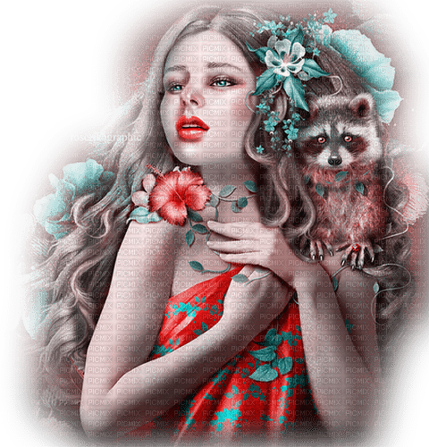 dolceluna pink red fantasy girl - 免费PNG