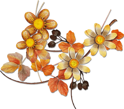 soave deco autumn scrap branch flowers yellow - PNG gratuit
