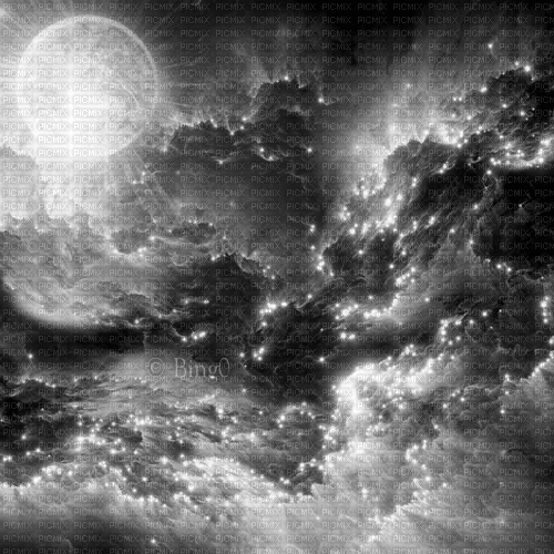 Y.A.M._Fantasy moon background black-white - GIF animé gratuit