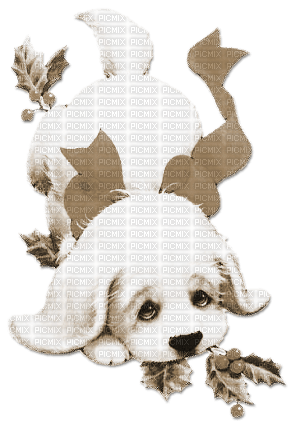 soave christmas winter dog animals deco sepia - δωρεάν png