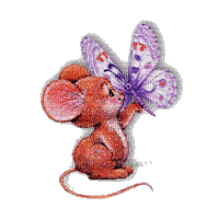 cute mouse with butterfly - GIF เคลื่อนไหวฟรี