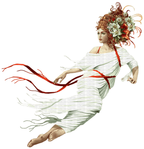 woman fantasy white red - PNG gratuit