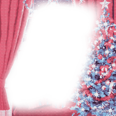 soave frame christmas winter  tree curtain - gratis png