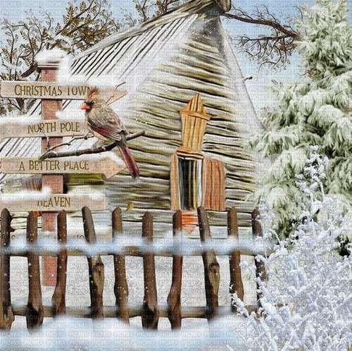 winter cabin background - zdarma png