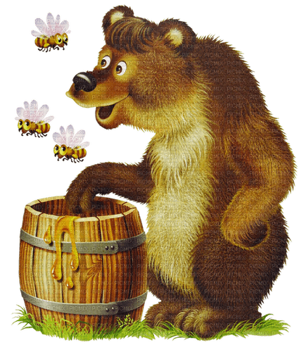 dolceluna deco spring summer bear honey bee - ücretsiz png