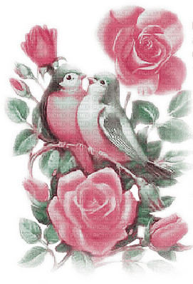 soave deco bird vintage  pink green - 免费PNG