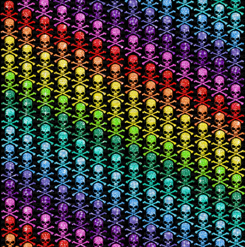 Emo Scene skull rainbow background - GIF animé gratuit