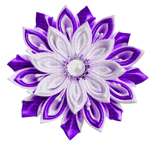 Pearl.Fabric.Flower.White.Purple - Free PNG