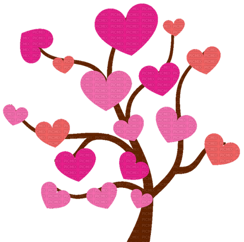 coeur heart arbre tree pink rose - PNG gratuit