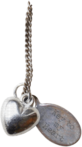 Key To My Heart.Text.Heart.Charm.Chain.Silver - darmowe png