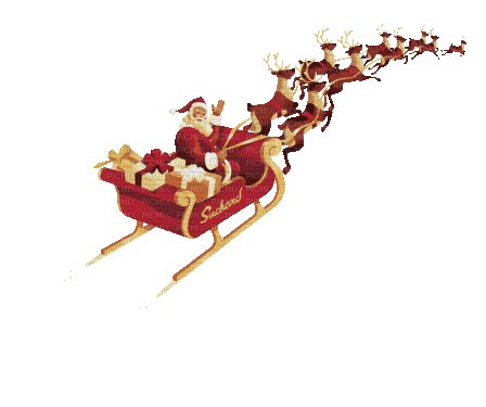 Noël.Santa Claus.Sled.Flying.Victoriabea - GIF animé gratuit