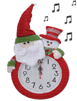 snowman, winter, clock - kostenlos png