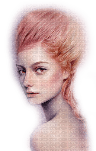 kikkapink woman spring pink portrait painting - ücretsiz png