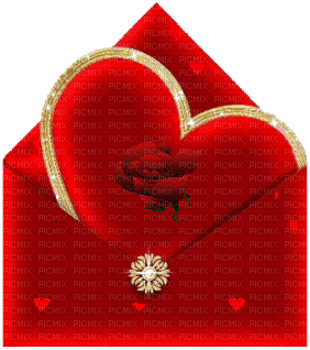 Red Heart with Rose in Envelope Animation - GIF animé gratuit