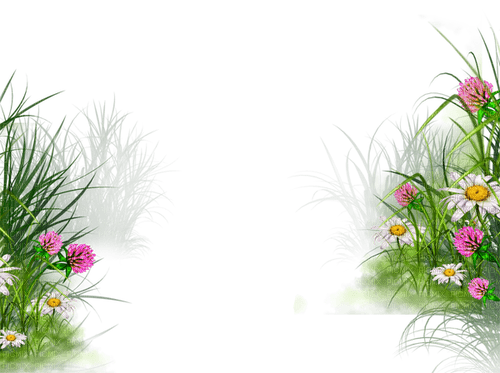 Grass.Flowers.Green.White.Yellow.Purple - PNG gratuit