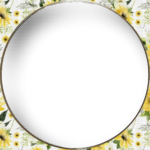 Frame.Round.Yellow flowers.Victoriabea - ingyenes png
