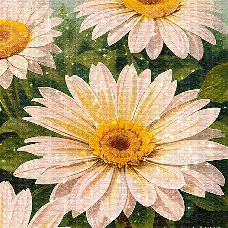springtimes spring flowers daisy background - Ücretsiz animasyonlu GIF