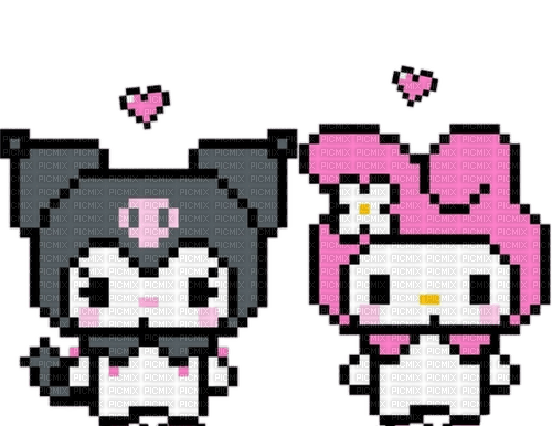 Kuromi and My Melody Pixels - бесплатно png