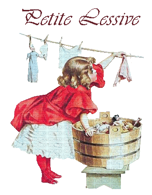 Little Girl Hanging Laundry - Безплатен анимиран GIF