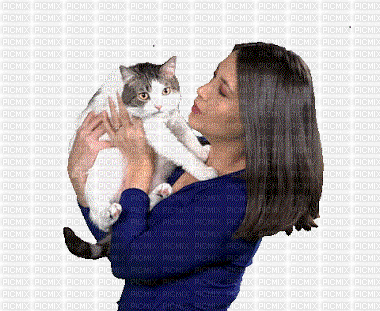 Frau mit Katze - GIF animate gratis
