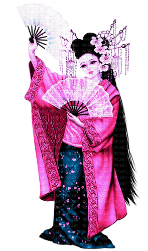 Asian.Woman.Pink.Blue - 無料png