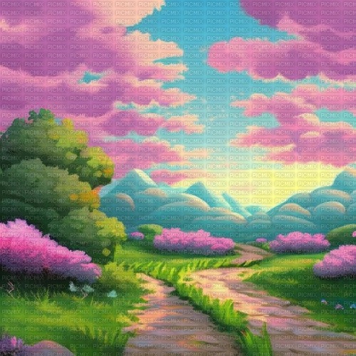 fantasy pink clouds landscape background - 無料png