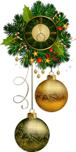Winter Christmas clock - ücretsiz png