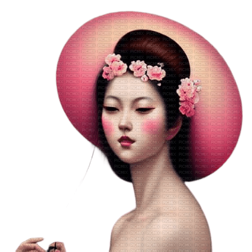 kikkapink pink geisha oriental woman - zadarmo png