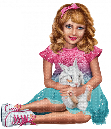 Girl with a rabbit. Easter. Spring. Leila - δωρεάν png