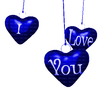 blue hearts swinging gif - Bezmaksas animēts GIF