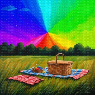 Picnic with Rainbow Skies - png gratis