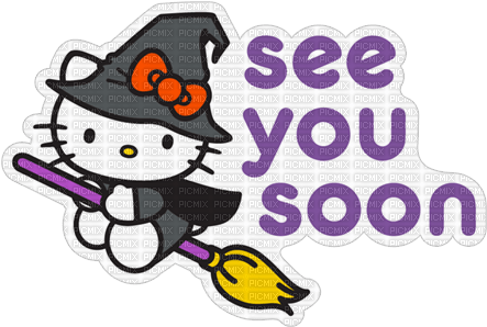 Hello kitty halloween see you soon witch sorcière - png gratis