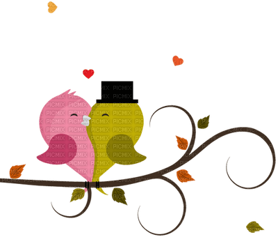 Kaz_Creations Valentines Love Birds Hearts - PNG gratuit