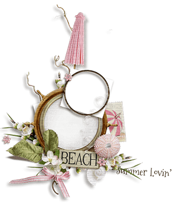 SOAVE DECO SUMMER BEACH SCRAP  text pink green - png ฟรี