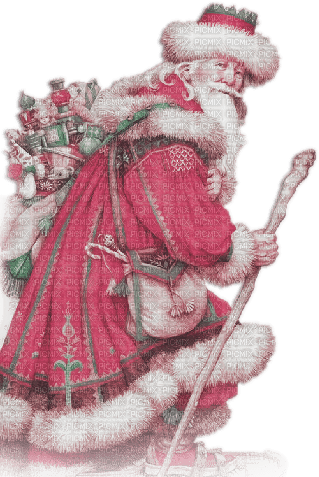 soave christmas vintage santa claus pink green - zdarma png