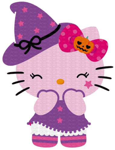 Hello kitty halloween sorcière witch purple - ingyenes png