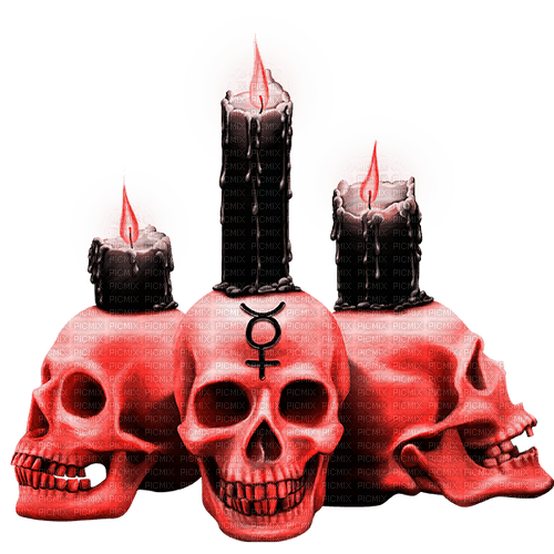 Gothic.Skulls.Candles.Black.Red - PNG gratuit