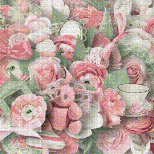 🌺Fond Rose Vert Blanc Déco:)🌺 - Darmowy animowany GIF