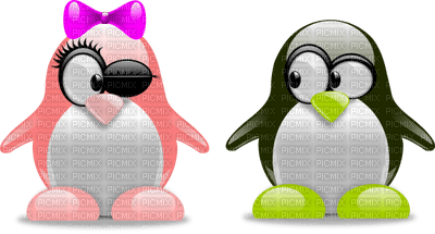 Kaz_Creations Valentine Deco Love Penguins - безплатен png