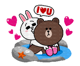 brown_&_cony love bunny bear brown cony gif anime animated animation tube cartoon liebe cher - GIF animé gratuit