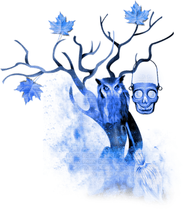 soave deco tree halloween owl skull blue - бесплатно png