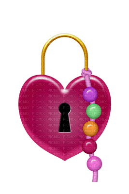 Kaz_Creations Deco Heart  Beads Padlock Hanging Dangly Things Hearts Colours - png grátis