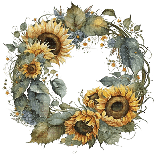 Sunflower.Tournesol.Frame.Victoriabea - Free PNG
